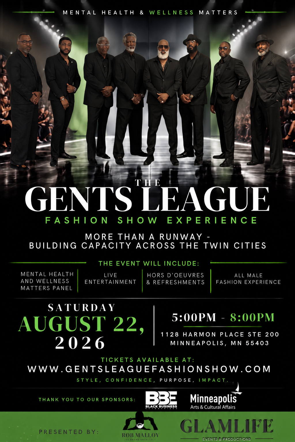The Gents League Fashion Show Experience — official event flyer