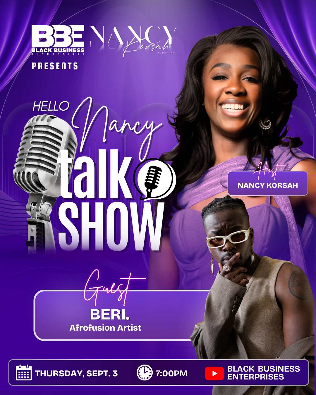 Hello Nancy Talk Show featuring guest Gloria Freeman, Olu's Home & House of Beauté Atout — Thursday, August 27, 7:00 PM