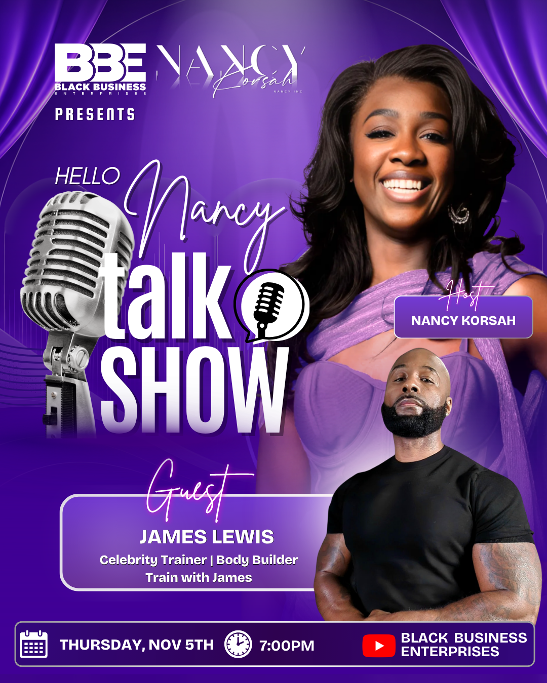Hello Nancy Talk Show featuring guest James Lewis