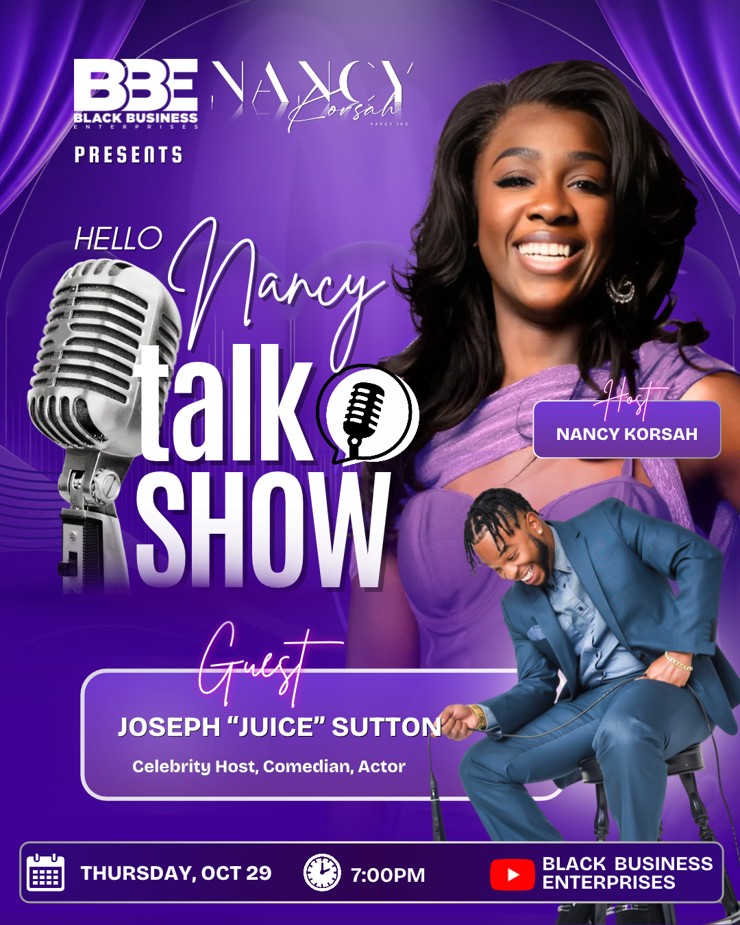 Hello Nancy Talk Show featuring guest Joseph Sutton